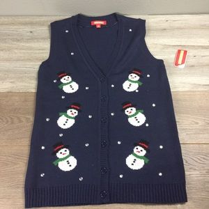 NWT Snow man button front Christmas vest